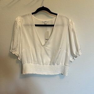Bar III Women's White V-Neck Top